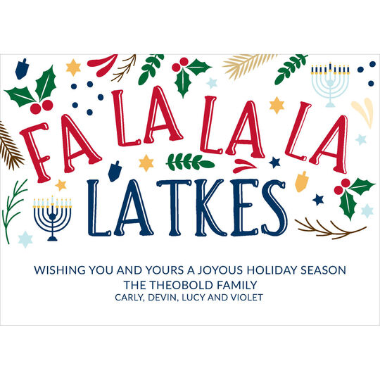Fa La La Latkes Flat Holiday Cards
